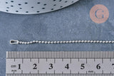 EP Bracelet chaine de cheville boule très fine argent 925 massif 22.8cm, chaine en argent pour création bijoux, x1 G8228