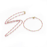EP Bracelet ou collier acier doré 14k résine rose foncé, 1.5mm,20.5cm, x1 G4210