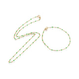 EP Bracelet ou collier acier doré 14k résine verte chaine doree, bracelet chaîne fine,création bijou,1.5mm,20.5cm, x1 G3600
