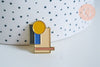 EP-Broche pins géométrique émail bleu jaune doré émail 24.5mm, x1 G6717