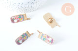 EP Broche pins verre coktail été laiton doré émaillé 41x18mm,broche dorée,creation bijoux,décoration veste, x1 G6618
