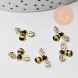 EP-Charm à coller zamac doré abeille émaillée 13.5mm, x 5 (G4752)