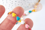 EP-Collier chaine coeur acier doré 304 inoxydable émaillé multicolore 45mm, idée cadeau anniversaire fête des mères femme x1 G8622