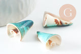 EP-Coquillage bleu naturel spirale Conch perce 27mm, x5 (G0449)