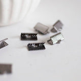 EP Embouts ruban métal metalgun à pincer,fournitures noires,création bijoux,finition ruban,finition chaine,x 10,1cm G286