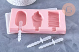 EP Moule à glace silicone rose, Moule patisserie, moule en silicone pour réaliser des esquimaux,22cm x1 G5107