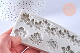 EP Moules en silicone fleurs, Moule patisserie, moule en silicone pour réaliser des bijoux avec inclusion en résine,14.5cm x1 G4182