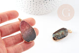 EP Pendentif agate violette vert naturelle, 40mm, x1 G2329