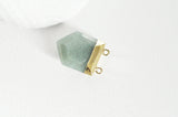 EP Pendentif aventurine hexagone doré,pendentif bijoux pierre,pendentif pierre,aventurine naturelle,pendentif aventurine,28mm,G2983