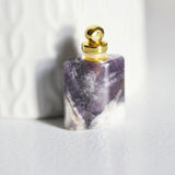 EP Pendentif bouteille parfum améthyste naturelle,pendentif pierre naturelle,pendentif collier,pendentif améthyste Naturelle,33mm, x1,G2791