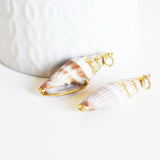 EP Pendentif coquillage beige spirale doré, pendentif doré,Pendentif coquillage bijoux,coquillage bijou,coquillage or,38mm, x1,G2665