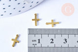 EP-Pendentif croix laiton brut 10mm x5 (G6446)