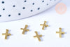 EP-Pendentif croix laiton brut 10mm x5 (G6446)