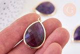 EP Pendentif goutte améthyste violette 19-20mm, x1 G5626