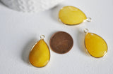 EP Pendentif goutte jade jaune doré, fournitures créatives,pendentif jade, pendentif pierre,jade naturel, pendentif jade,35mm-G1032