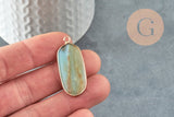 EP-Pendentif hexagone amazonite naturelle laiton doré 37mm,Pendentif bijoux pierre pour création collier, x1 G5174