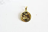 EP Pendentif médaille ronde capricorne laiton doré 18K 16.5mm, x1 (G5333)