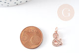 EP-Pendentif or rose esperluette cristal blanc laiton or rose,15mm, x1 G4667