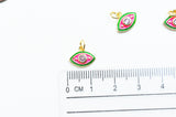 EP Pendentif petit oeil émail vert & rouge zircon doré 18K 13mm, x1 G5018