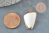 EP-Pendentif pointe coquillage blanc laiton doré 30-40mm, x1 (G7096)