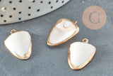 EP-Pendentif pointe coquillage blanc laiton doré 30-40mm, x1 (G7096)