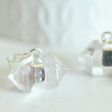 EP Pendentif pointe cristal transparent,fourniture créative,pendentif bijoux, pendentif pierre, pendentif cristal,pendentif argenté,22mm,G2484