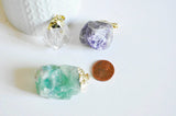 EP Pendentif quartz, fournitures créatives,quartz naturel pierre brute, création bijoux, pendentif doré, creation bijoux, pierre naturelle-G832
