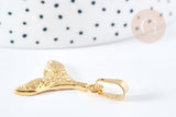 Pendentif queue de sirène texturé acier 304 inoxydable doré IP, x1 (G8621)