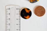 EP Pendentif rond écaille, fourniture bijoux, perle acétate, création bijoux, perles plastique,connecteur plastique,x 2, 2.2cm-G624