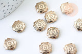 EP Perle carrée gravée zamac doré 12mm, perles dorées, création bijoux, perles intercalaires, Perle carré, x 2 G5873
