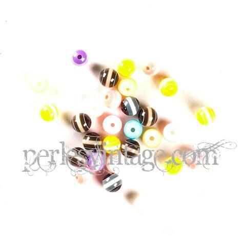 EP Perles rayées plastique, fournitures créatives, bijoux enfants,fabrication bijoux, perles bijoux, perles multicolores, x 20-G786