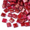 EP-Perles rocaille carré verre rectangle rouge, perle carré création bracelet, perle tila,4.5mm,2 trous, x 50 (4.8GR) (G5477)