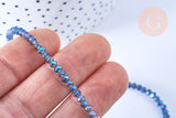 EP-Perles toupies cristal bleu irisé 3.5x2.5mm, perles bijoux, perle cristal,Perle verre facette,création bijoux, fil 25.4cm G6752