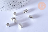 EP-Perles tube argentées zamac 8mm, x 20 (G0154)