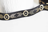 EP Ruban élastique motif Aztèque or EFJF, fabrication bijoux, bracelet EVJF,ruban mariage,fourniture créative,scrapbooking,16mm,1 mètre-G1578