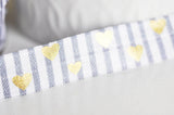 EP Ruban élastique rayé gris coeur or EFJF, fabrication bijoux, bracelet EVJF,ruban mariage,fourniture créative,scrapbooking,16mm,1 mètre-G1582