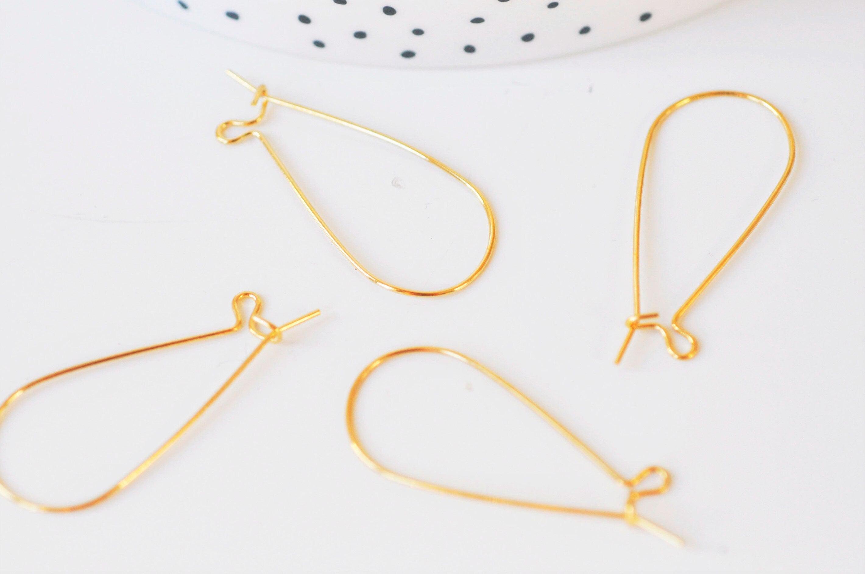 EP-Support de boucles fil doré 16k,montage bijoux DIY, oreilles percées, création bijoux, boucles dorées,x 2, 34.5mm G5032