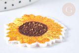 Ecusson brodé Tournesol thermocollant jaune 44mm, x1 (G7436)