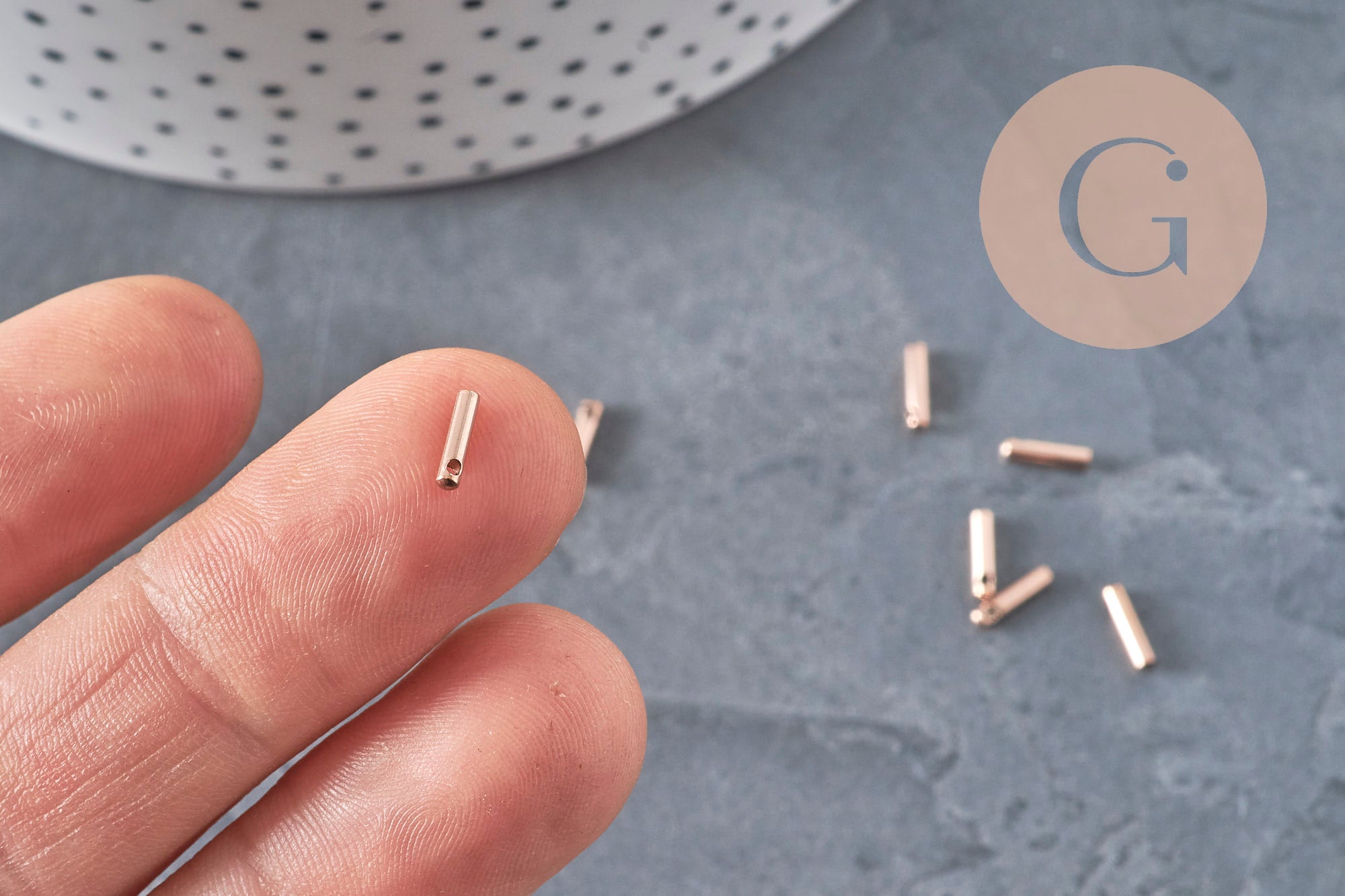 Terminadores de cordón acero inoxidable oro rosa IP 7x1.6mm, x10 (G11262)