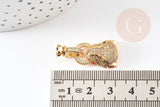 Fermoir à clipser léopard laiton doré et strass 31mm, x1 (G4066)