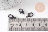 Fermoirs mousquetons zamac noir intense 12mm, x10 (G10605)