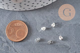 Stainless steel 304 silver-plated 4mm clasps for studs, x20 (G11171)