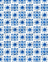 Feuille de transfert polymère – Carreaux (Tiles) bleus 14x10 cm, x1 (G10779)