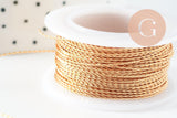 Fil métallique cuivre doré torsadé 0.6mm,x1 mètre (G9637)