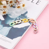 Grosse Chaine acrylique multicolore pastel et plastique doré,perle acétate, création bijoux,chaine plastique,23x16.5mm, x1 mètre (G4963)