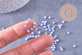 Grosse Perle rocaille rayé bleu blanc 3-3.5mm, x10gr (G10682)