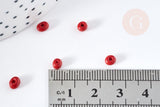 Grosses perles rocaille rouge 4mm, x 10Gr (G0184)