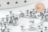 Grosses perles rocaille argent 4mm, x10 Gr (G5401)
