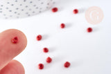 Grosses perles rocaille rouge 4mm, x 10Gr (G0184)
