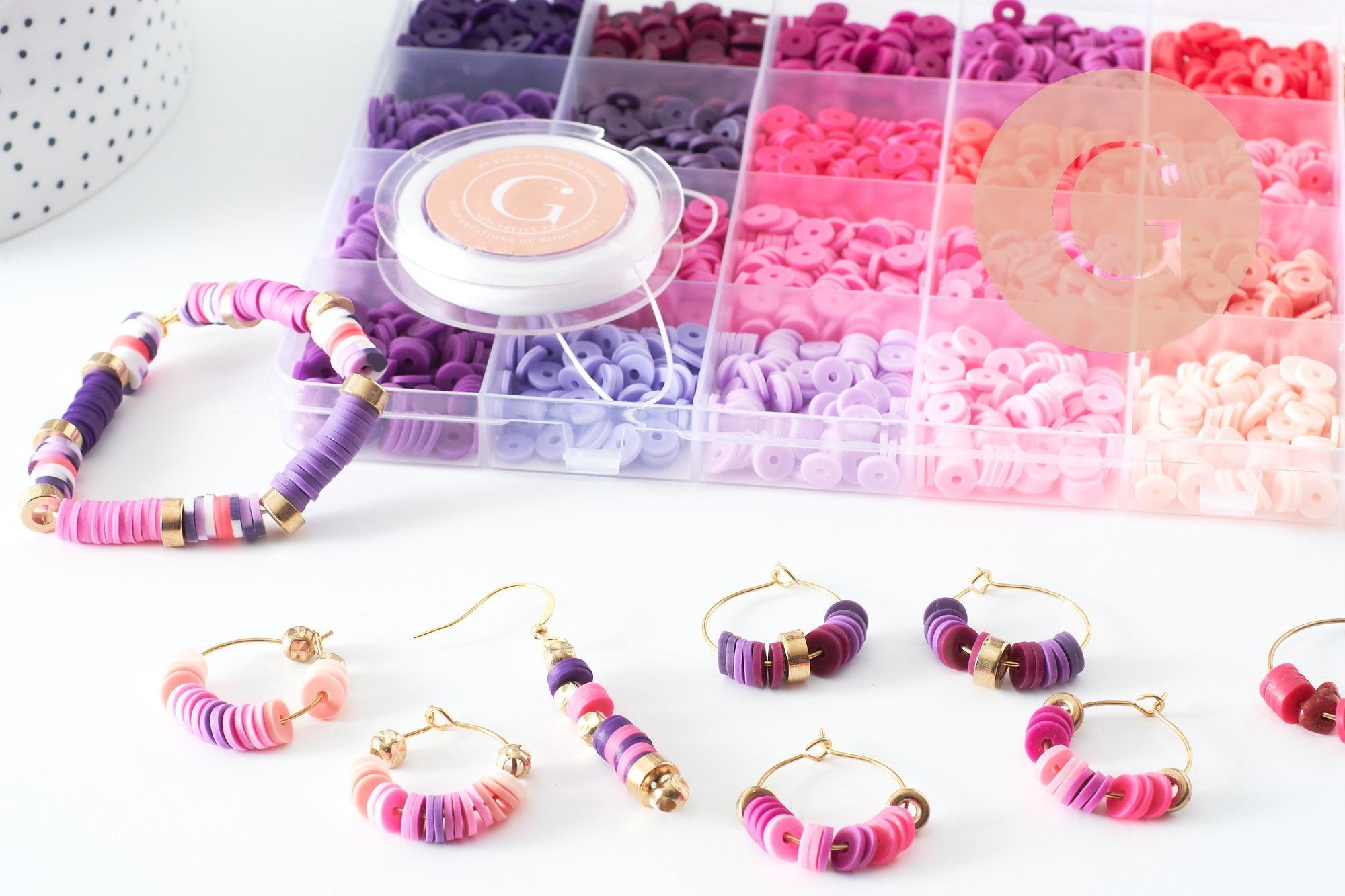 Kit mix de perles heishi violet rose, x1 (G9788)
